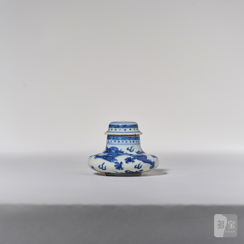 清雍正 青花龙凤纹带盖小水丞 - 图6